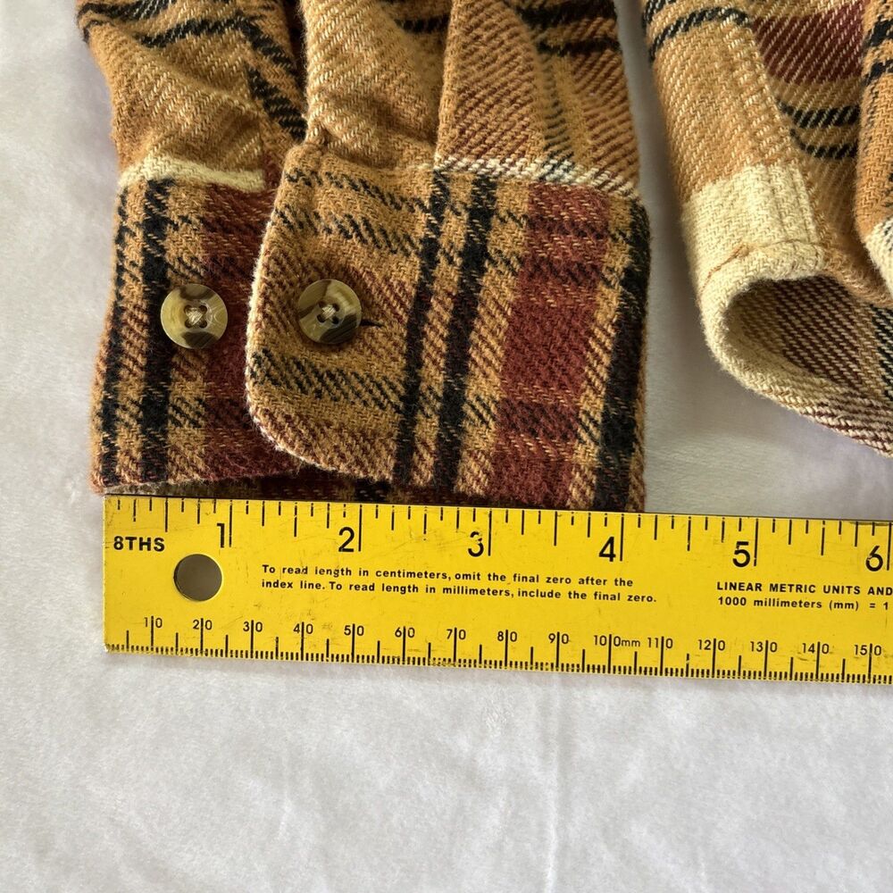 Brixton Bowery Plaid Flannel Shirt Mens Small Brown Rust Gold Long Sleeve - Picture 11 of 13